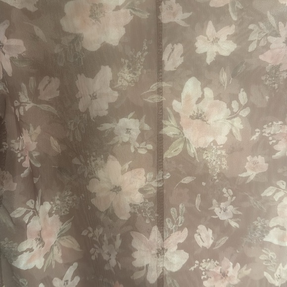 61. 🛑AT CoSt! 3 left! Floral Mesh Top Brown Lace Flower Long Sleeve Pullover - Picture 5 of 5